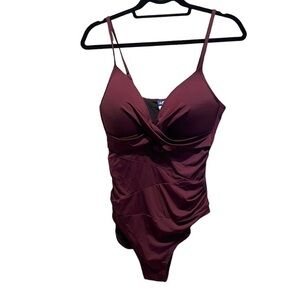 Hilor Plum Purple Wine Swimsuit One Piece Size Large